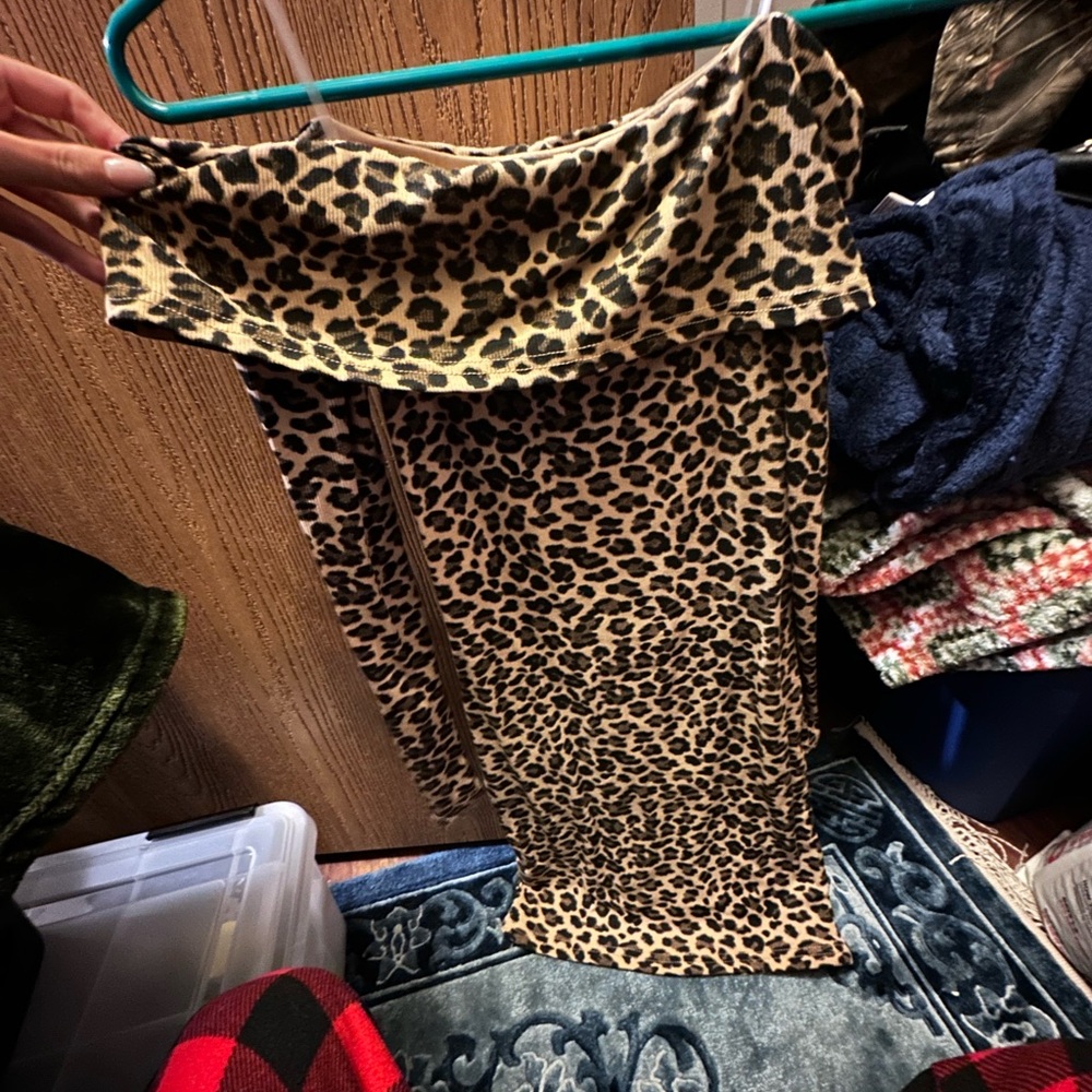 Cheetah print off-shoulder dress